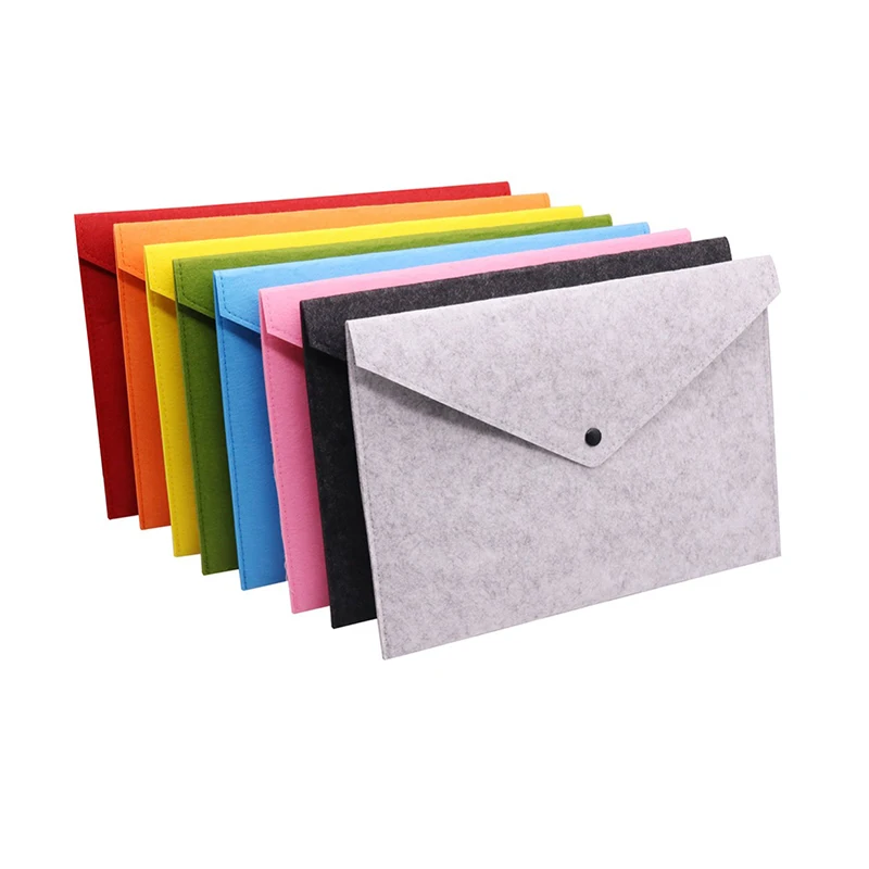 8 Pcs Simple Solid A4 Big Capacity Document Bag Business Briefcase File Folders Chemical Felt Filing Products Student Gifts