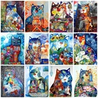 FIYO алмазов картина с изображением кота из мультфильма и квадратныйкруглый Бриллиантовая мозаичная фигурка животного комплект вышивка ручной работы подарок украшение дома Вышивка крестом