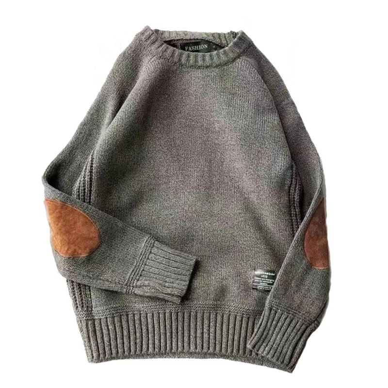 

Мужской свитер, осенний Новый Модный повседневный Свободный пуловер в стиле ретро, плотный вязаный шерстяной свитер оверсайз с круглым выр...