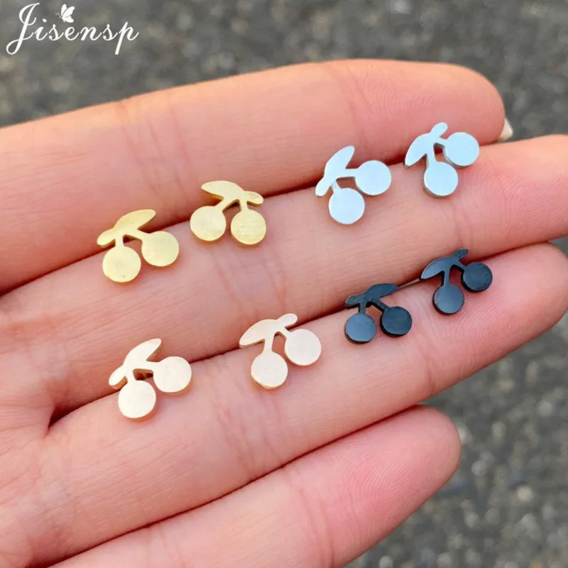 

Korean Fashion Small Cherry Studs Earrings for Women Kids Sweet Apple Mushroom Flower Earing Plant Ear Piercing Christmas Gift