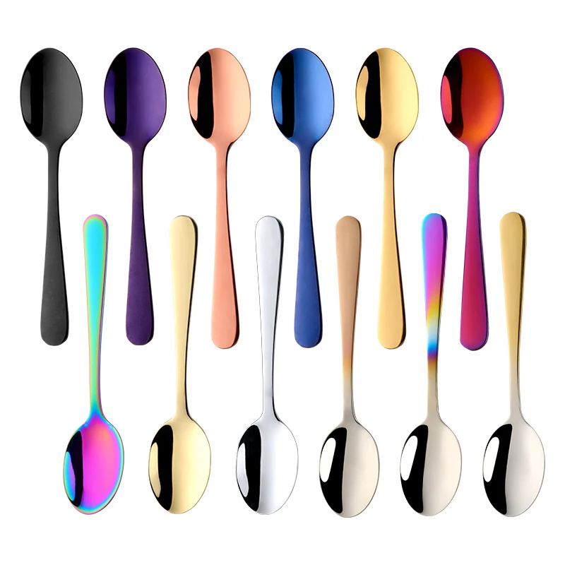 2Pcs Tea Spoon 18/8 stainless Steel Cake Fruit Spoons For Dessert Small Coffee Scoop Gold Dessert Tools for Snack Dinnerware images - 6
