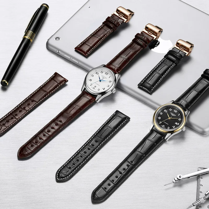 

DOM Alligator Leather Watch Strap Genuine Leather Watch Band For Men Women Watch Accessories 22mm 20mm 18mm 16mm 14mm