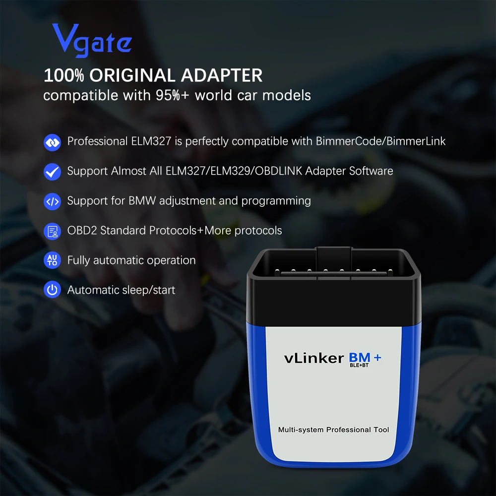 Автомобильный диагностический прибор Vgate vLinker BM ELM327 OBD 2 OBD2 для BMW Bluetooth Wi Fi