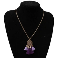 fashion women sweater hollow chain pendant cotton rope tassel necklace hollow round necklace women long pendant accessories