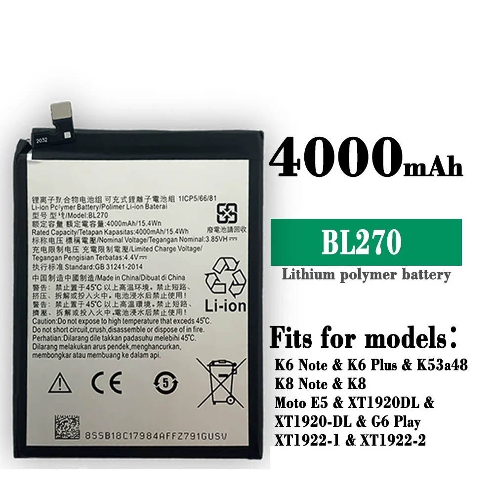 

Применимо к аккумулятору Leno VoVibe K6 Plus GPlus G5plus G6 Play BL270