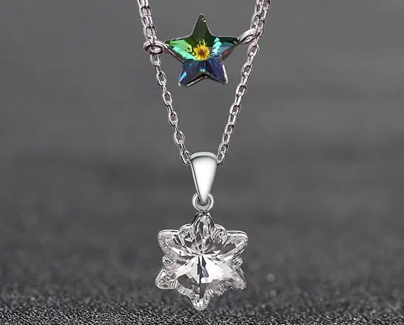 

YBB308 925 Silver Crystal Zircon Girls Necklace Birthday Party Wedding Zircon Necklace Crystal Gift