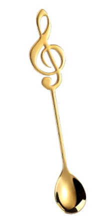 gold 1 шт., ложка из нержавеющей стали, музыкальный символ, длинная ручка, креативная ложка, кофейные и чайные питьевые инструменты, кухонный гаджет, столовые приборы, посуда - Цвет: gold