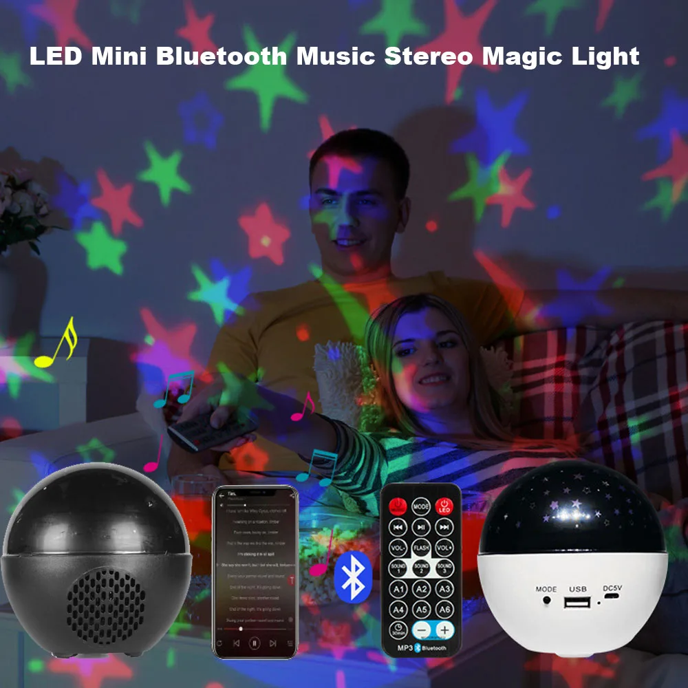 

Звездное небо Звезда и Луна Ночной Светильник проектор Bluetooth Stetero USB волшебный шар мини диск Lasor цифровой заряд свет