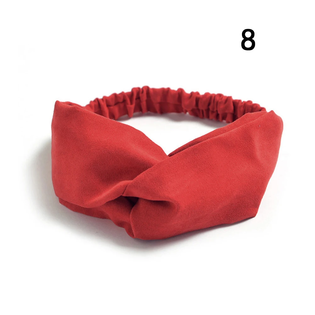 

Women Suede Cross Knot Headband Vintage Solid Candy Color Elastic Hairband Girl Bohemian Headwear Elegant Hair Accessories