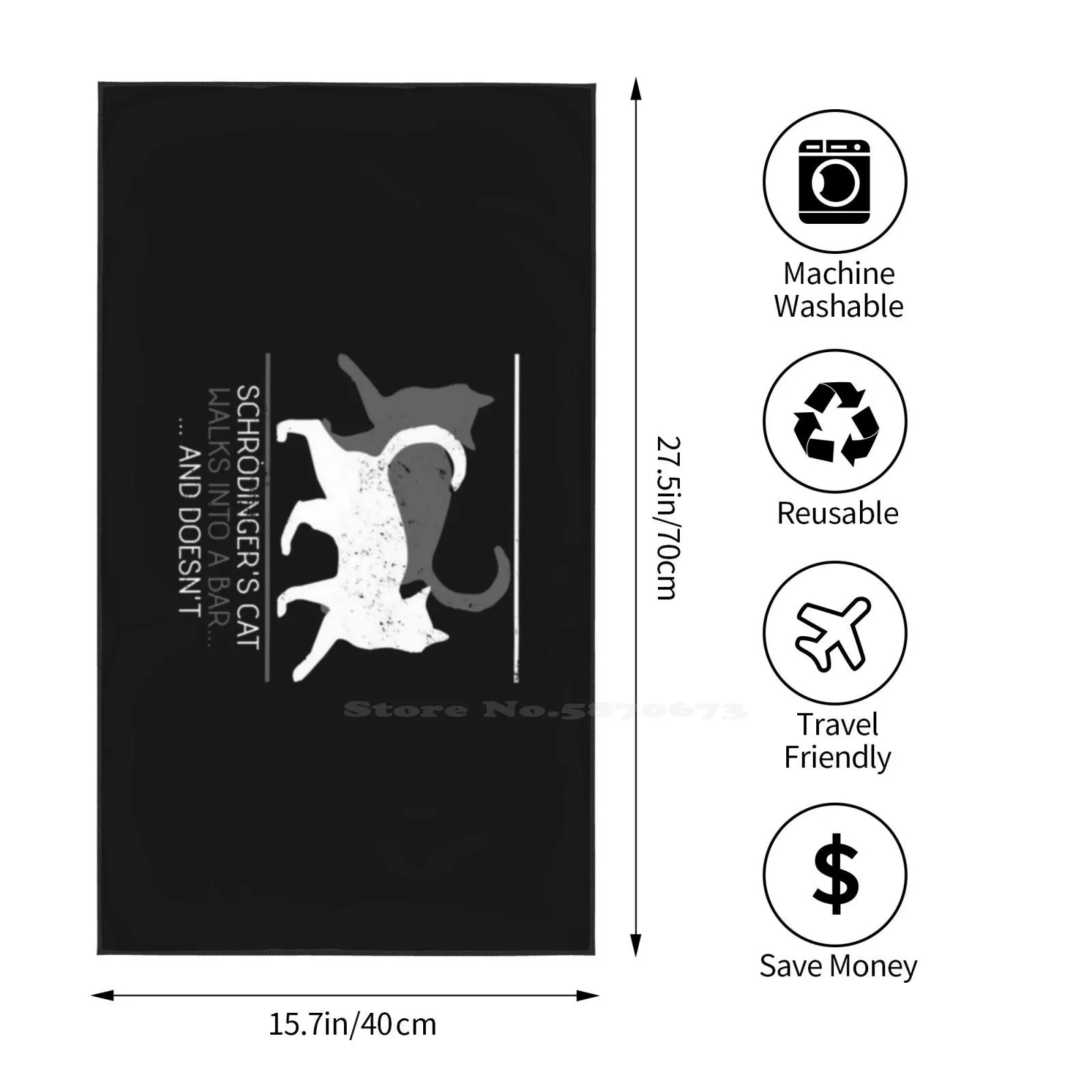 Schrödinger'S Cat Physics Print Washcloth Face Soft Towel Science Scientist Natural Nerd Geek Student | Дом и сад