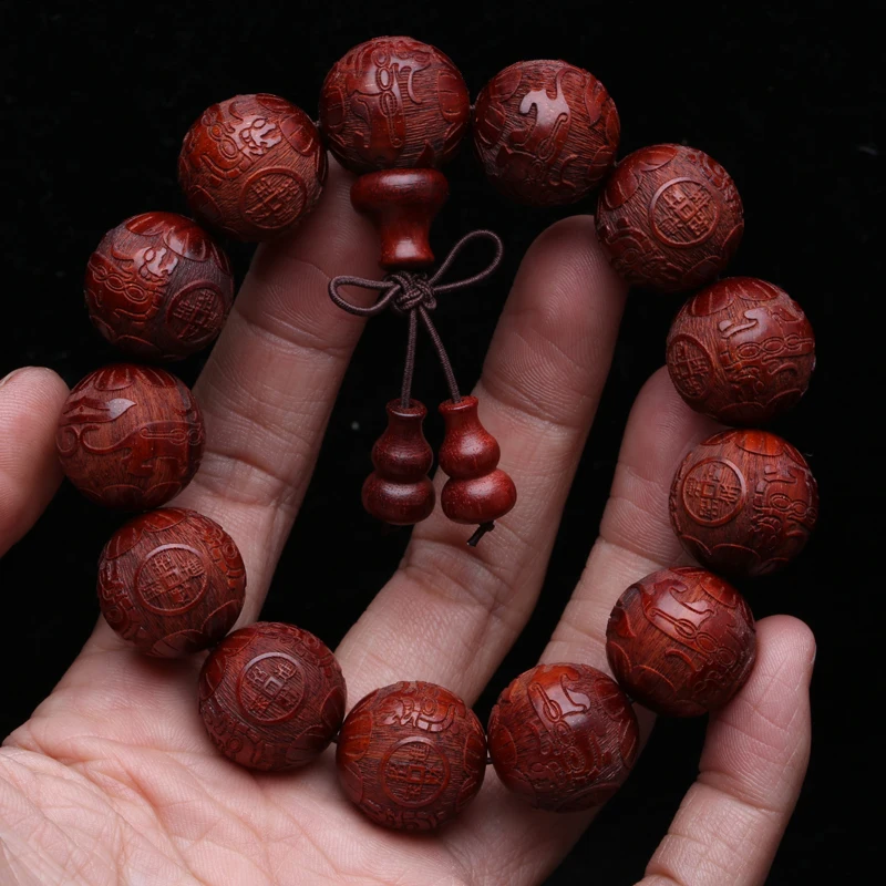 Браслет из розового дерева украшенный бисером счастливый счастливец счастливее