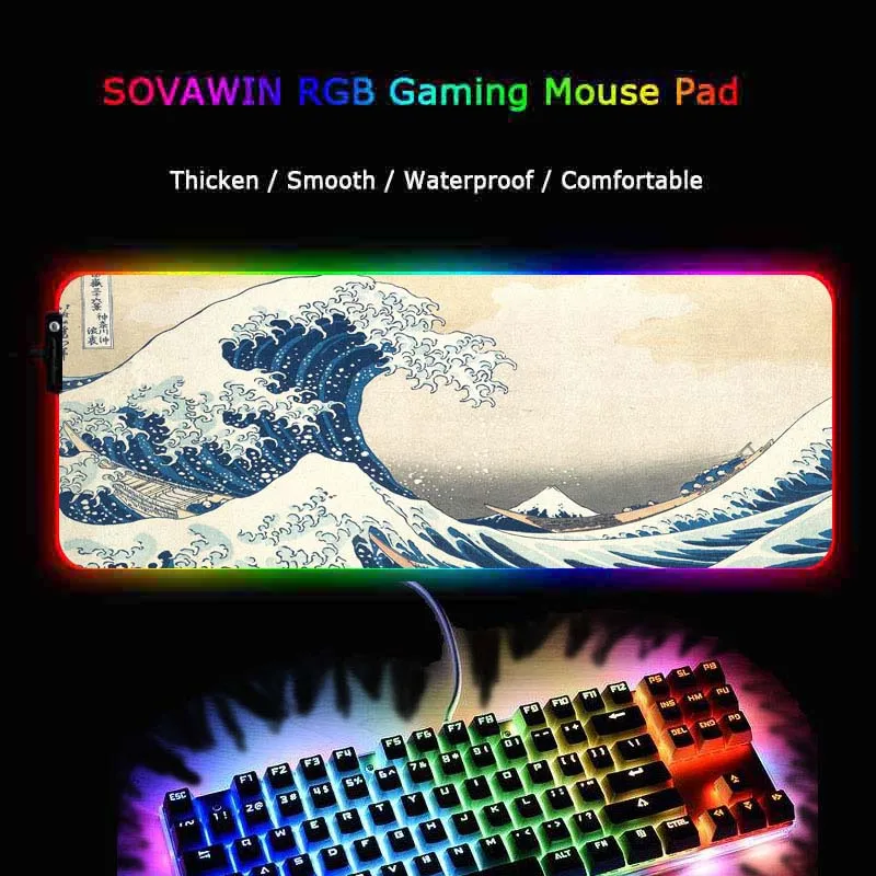 Большой игровой коврик для мыши Mairuige с волнистым рисунком RGB компьютерный