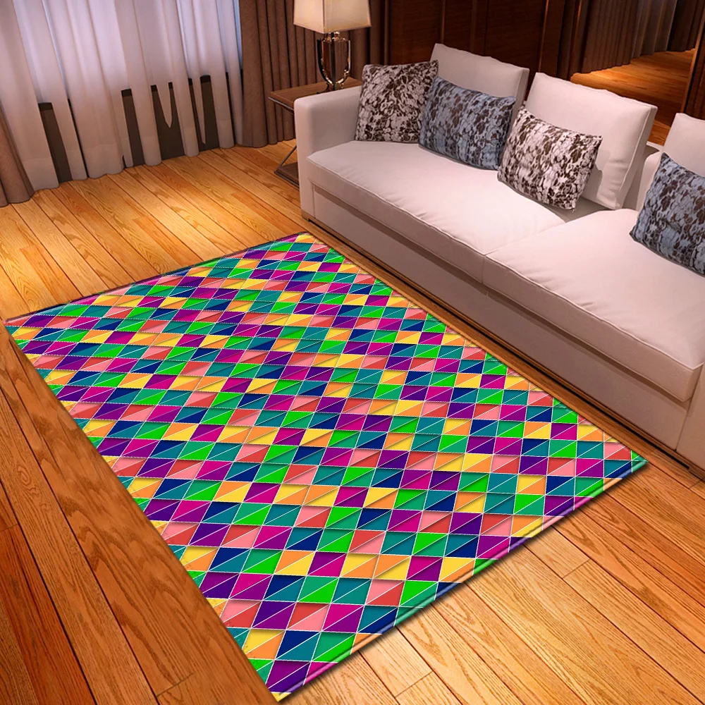 

Multicolor Geometric Shape 3D Printing Carpets For Living Room Bedroom Area Rugs Home Mats Carpet Floor Play Room Kitchen Kids
