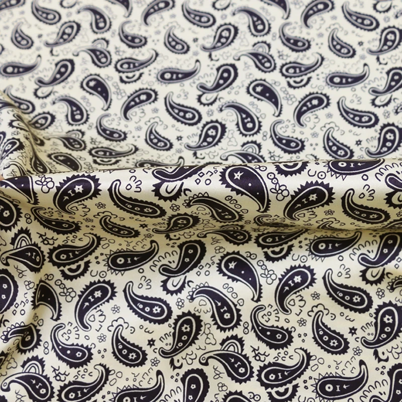 Метр атласный печатный материал мягкий текстиль платье ткань ретро Пейсли|fabric