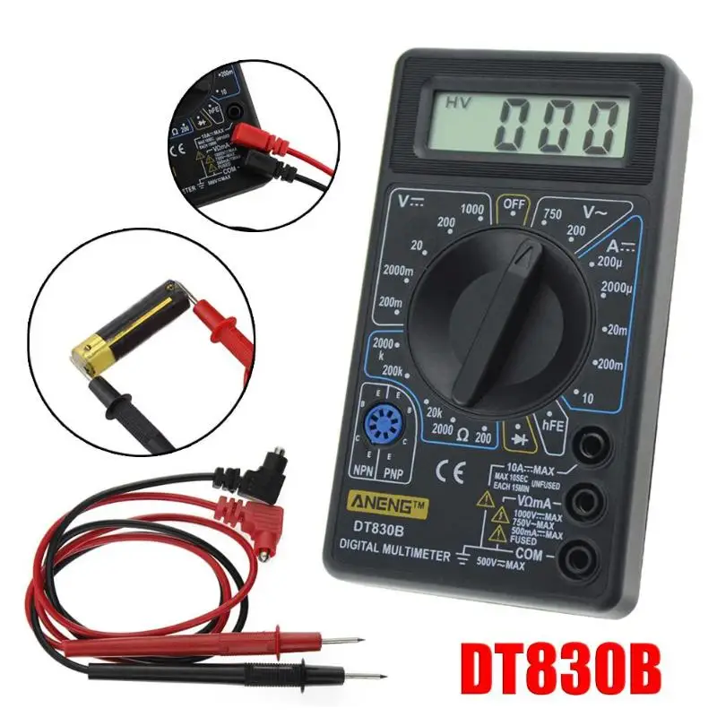 ANENG DT830B AC/DC ЖК цифровой мультиметр 750/1000 в Вольтметр Амперметр Омметр тестер