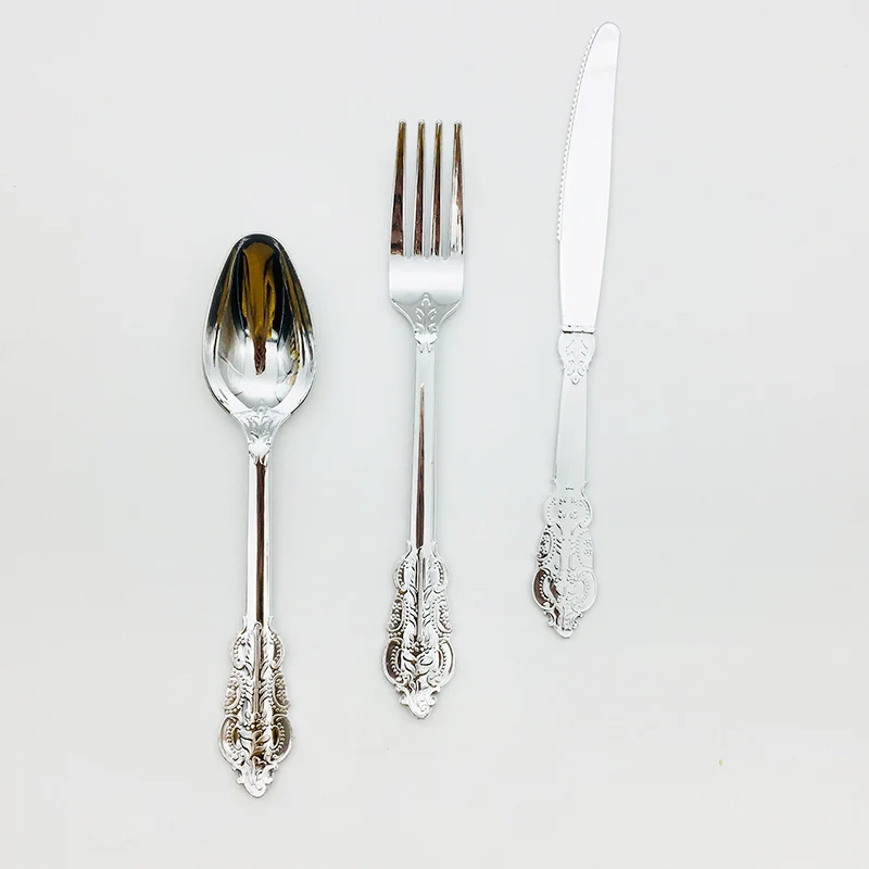 Металлические столовые приборы из розового/золотого/серебряного пластика