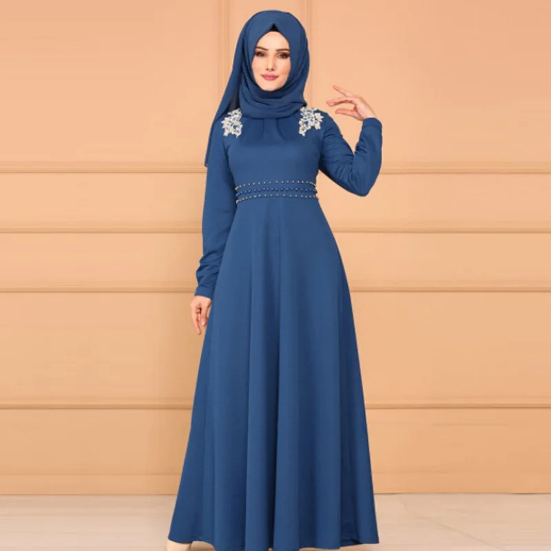 

Abaya Middle Eastern Ethnic Style High Waist Lace Long Sleeve Long Dress Saudi Arabia Ramadan Mosque Prayer Dress Muslim Dress