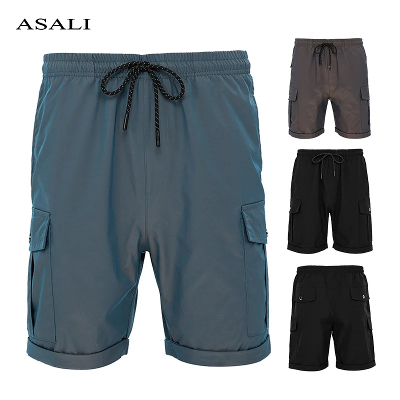 

2021 Stretch Swim Trunks Men's Casual Shorts Summer Quick Dry Beach Shorts with Pockets Fashion Men Cargo Short Pants Streetwear