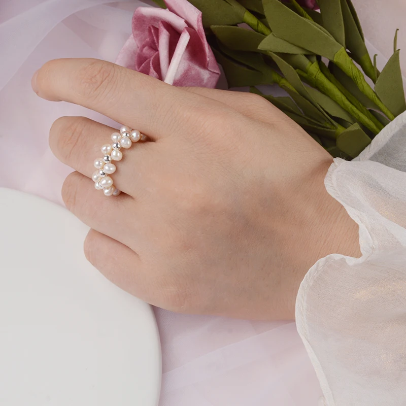 Женское кольцо из серебра с пресноводным жемчугом|Кольца| |