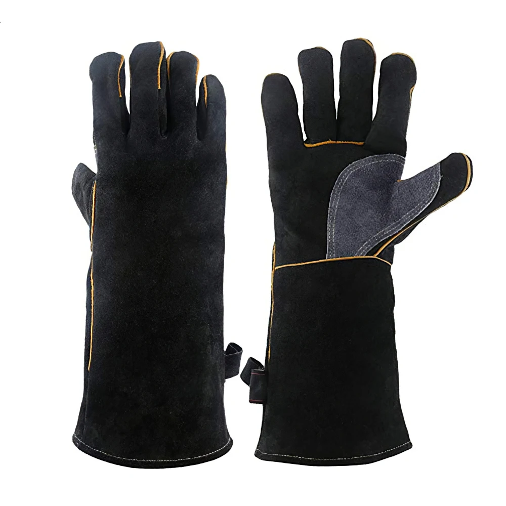 Перчатки Огнестойкие кожаные жаропрочные митенки с прострочкой идеально