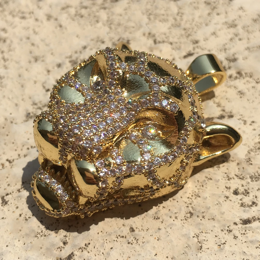 Золотой Черный Подвеска &quotПантера&quot микро паве кубический циркон кулон хип хоп