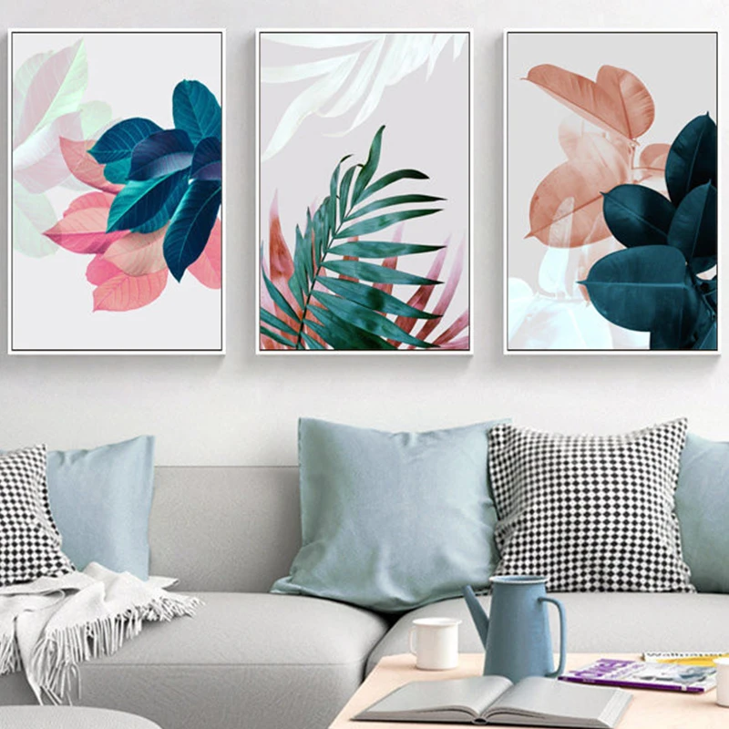 

Artryst розовый зеленый цветок лист картина в скандинавском стиле цеплакат ткань и принты для гостиной Настенная картина для украшения