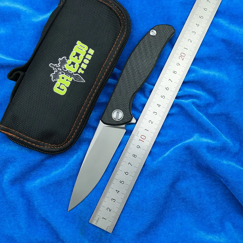 

Green thorn 95 HATI Flipper folding knife M390 steel bearing titanium CF 3D handle camping hunting outdoor fruit Knives EDC tool