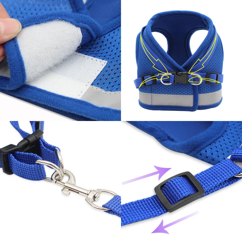 

Pet Dog Harness Set Summer Mesh Vest Puppy Leash Reflective Walking Lead for Cat Mesh Harness for Small Medium Pet Supplies