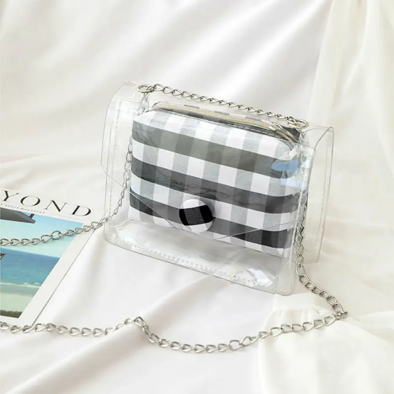 Новинка 2019 Женская Прозрачная ПВХ прозрачная цепочка желе сумка-шоппер сумка