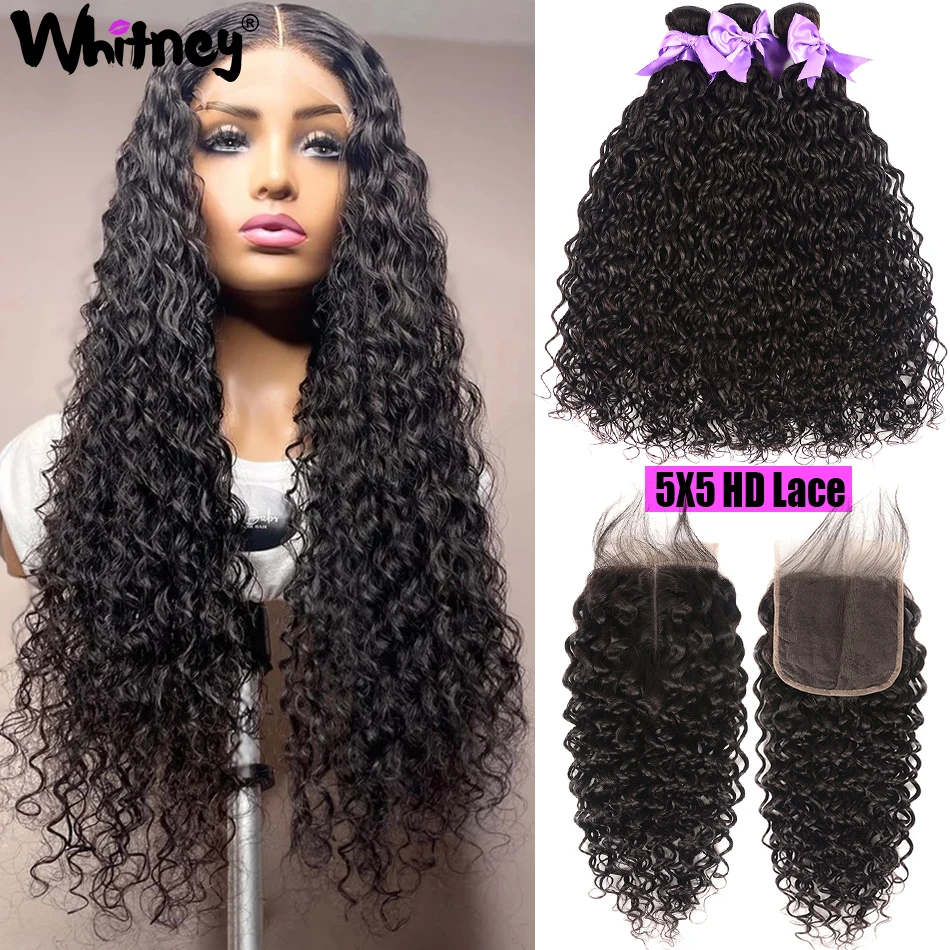 

Перуанские волнистые человеческие волосы, пучки с 5 Х5 HD прозрачной застежкой, волнистые волосы с 3 пряди для наращивания, 28, 30 дюймов