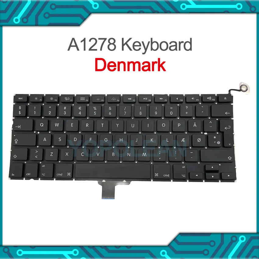 

Клавиатура A1278 Датская для MacBook Pro, 13,3 дюйма, 2009-2012 лет
