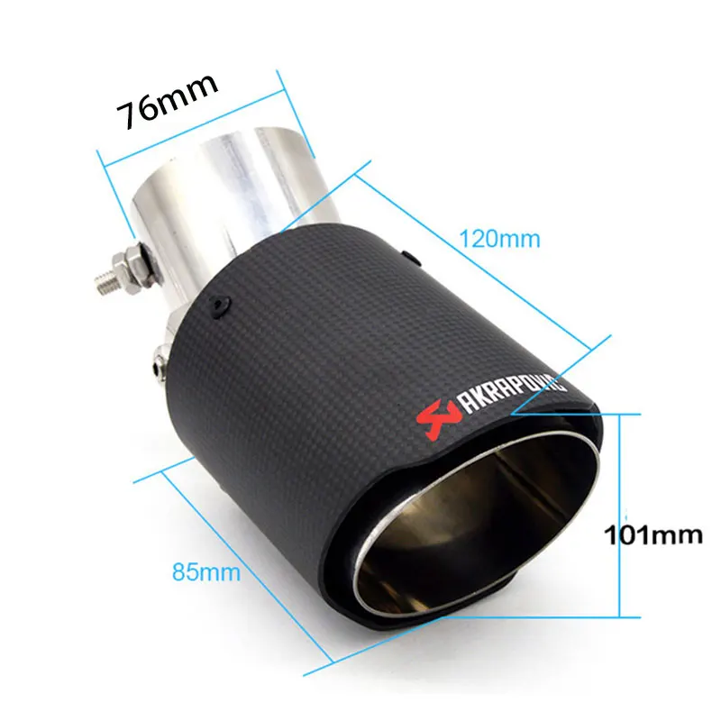 B Style 76mm 101mm Регулируемый угол Akrapovic выхлопной наконечник из углеродного волокна для Kia Rio 3 2 k2 4 Cerato Picanto Carens Soul Venga Forte Шеви Chevrolet Cruze Lacetti Aveo Sail для VW bora jetta mk4 santana polo - Цвет: B Style 76mm 101mm