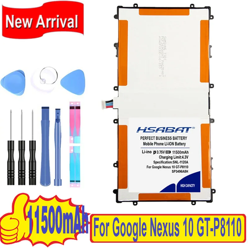 Оригинальный аккумулятор HSABAT 11500 мАч SP3496A8H для Samsung Google Nexus 10 аутентичный планшет