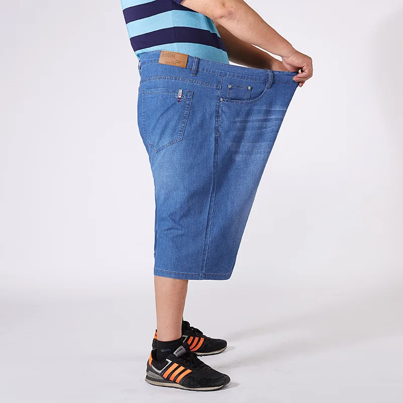 

Men's Large Size Shorts Knee-length Summer Breeches Denim 2021 Male Bermuda Classic Stretch Plus Size Big 8XL Men Short Jean Men