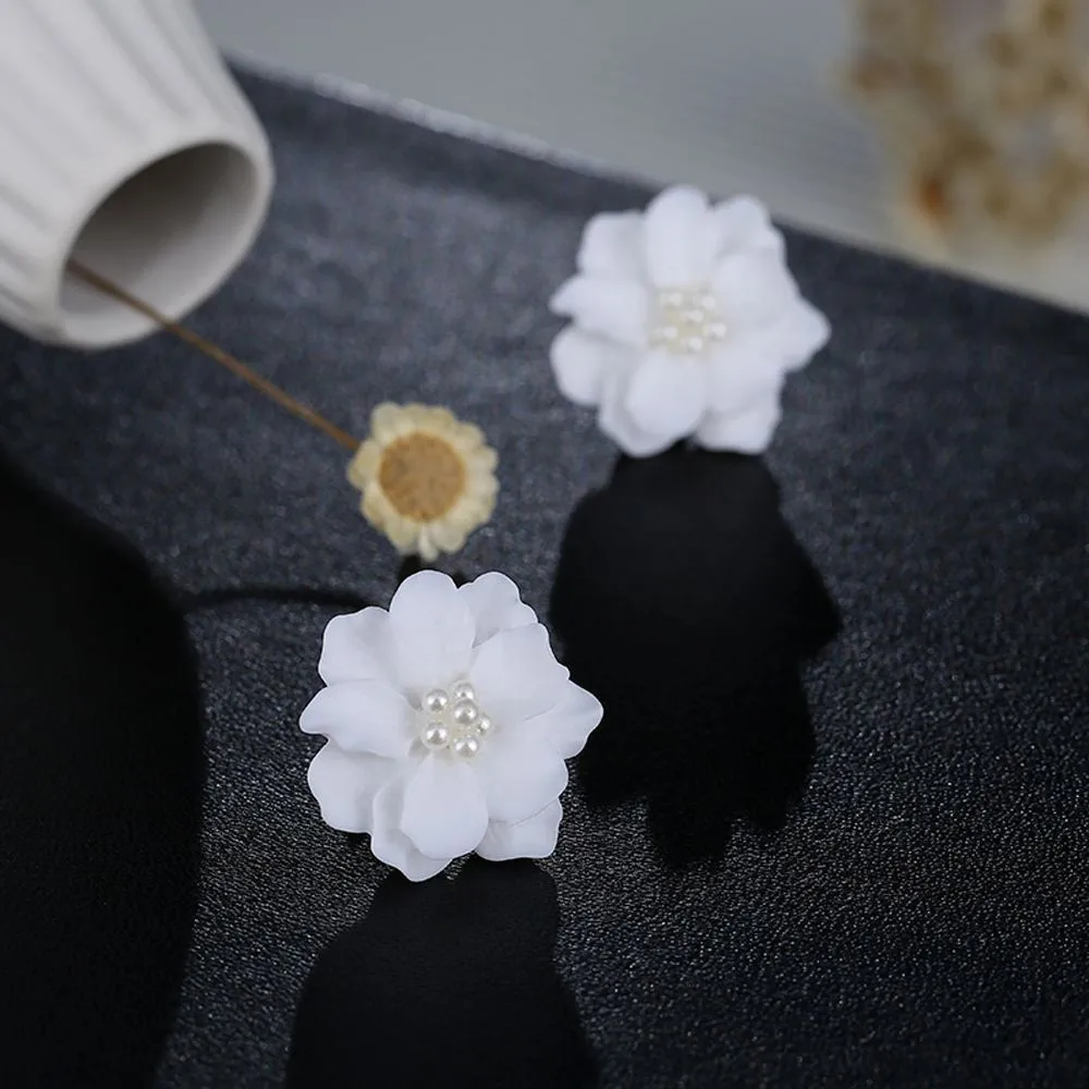 1 пара серьги-гвоздики простая белая свадебная обувь с украшением в виде цветов