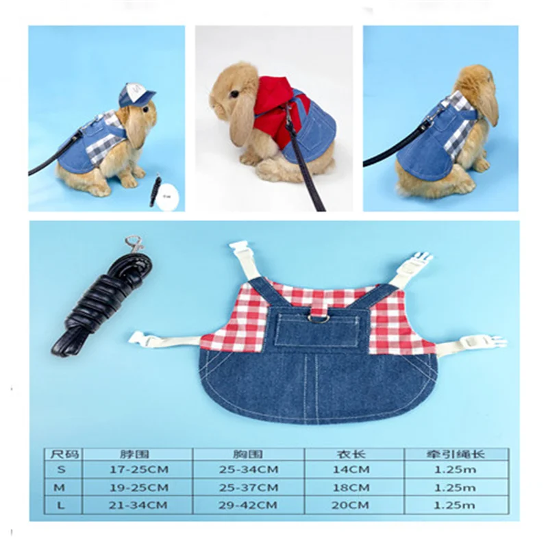 Cute Bunny Vest Harness Outdoor Leash Set Rabbit Clothing Suit Small
Pet Ferret Hamster Small Animal Clothes For Walking