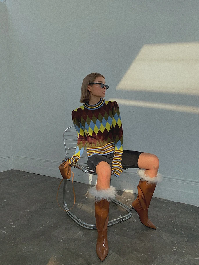 Новинка 2019 модная повседневная женская одежда осенний и зимний клетчатый свитер