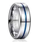 NUNCAD 8 мм ширина карбида вольфрама кольцо 2,3 мм толщина сталь цвет Полированный синий паз с угловой вольфрамовой стали мужское кольцо