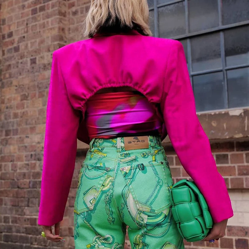 Женский Асимметричный блейзер с длинным рукавом глубоким V-образным вырезом и