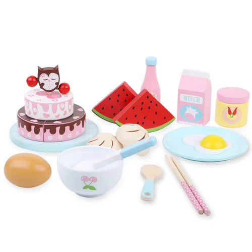 

Детский кухонный набор, детские игрушки, торт, фрукты, миниатюрная еда, ролевые игры, деревянные кухонные игрушки для девочек, ролевые игры