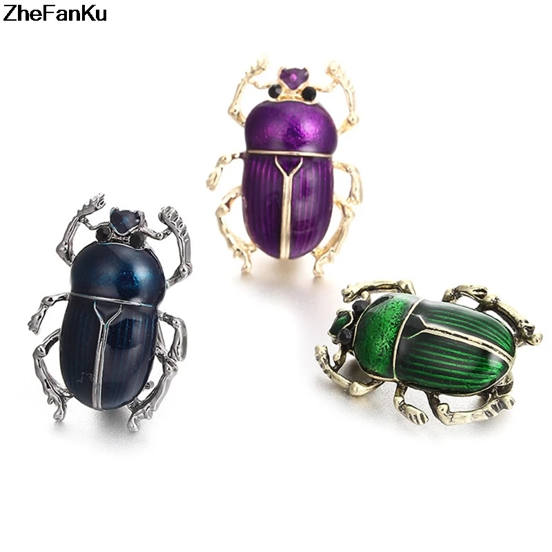 Старинные ювелирные изделия броши в форме жуков для женщин дети Эмаль Зеленый