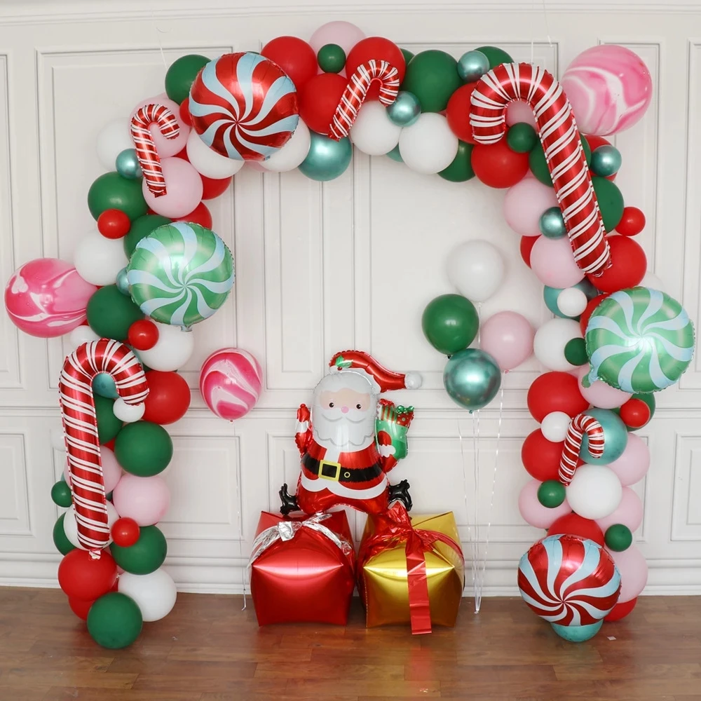 

Christmas Balloons Garland Arch Kit Christmas Candy Foil Balloons Merry Christmas Decorations 2021 2022 Xmas Party Decoration