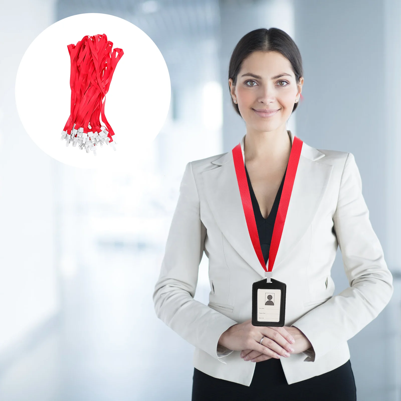 

50pcs Exhibition Certificate Lanyard Cards Hanging Ropes Work Cards Lanyards