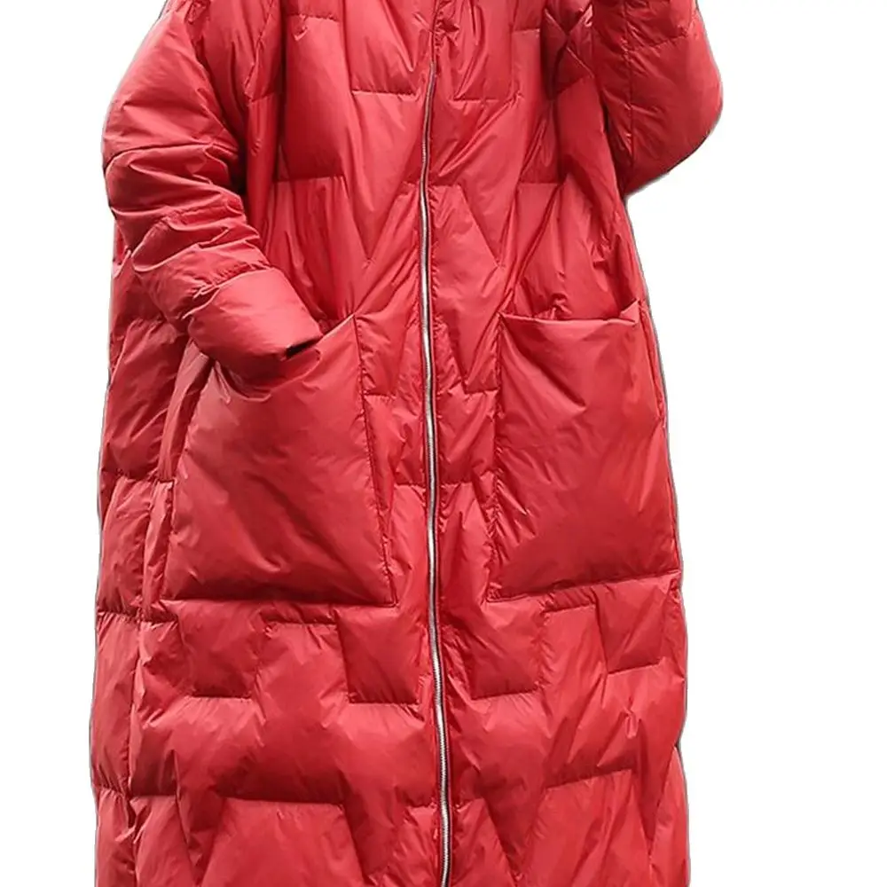 

M.Y.FANTASY 2021Winter Down Jacket Women Hooded Loose Thick 90% Duck Down Coat Long Casual Parkas Female Zipper Pocket Snow Out