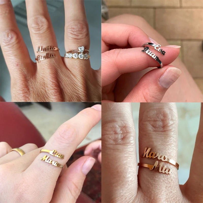 Letdiffery Personlized Name Date Rings Stainless Steel Heart Crown Customized Ring for Couple Women DIY Jewelry Christmas Gifts | Украшения