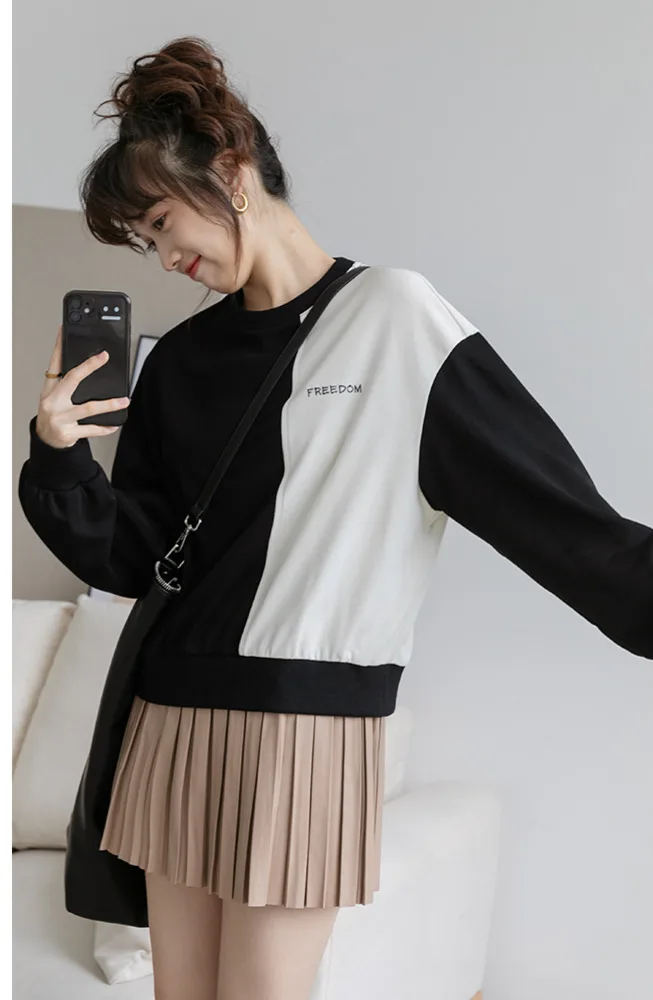 

Женская толстовка с капюшоном, осень 2021, новый дизайн, элегантный топ с длинным рукавом и круглым вырезом