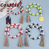 coskiss colour wood bead with tassels tray wooden beads string decorations christmas valentine day for home holiday pendant