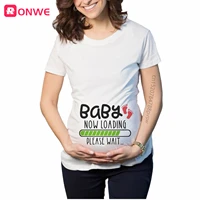 baby now loading please wait women printed pregnant t shirt maternity short sleeve pregnancy announcement tops tee mom clothes