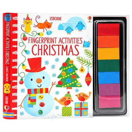 

Usborne Original Popular Books Fingerprint Activities Christmas DIY Board book Colouring English Activity Story Book for Kids