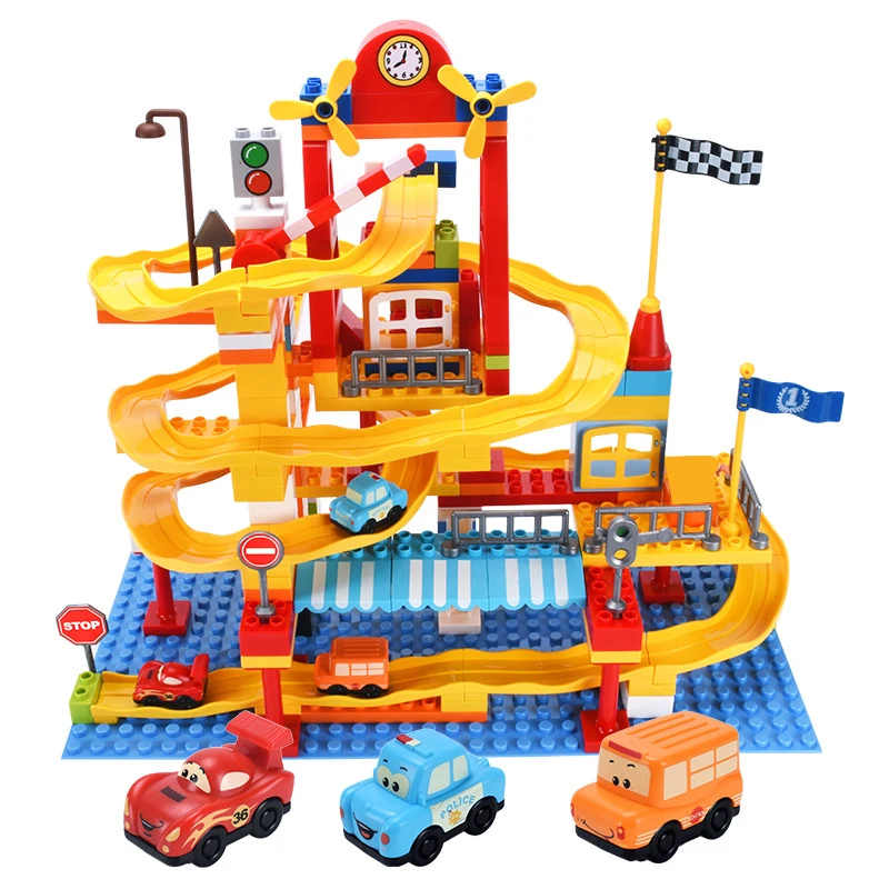 

165PCS Funny Race Run Block Variety slide track Building Blocks Funnel Slide DIY Small Size Bricks Compatible kids Toys Gifts